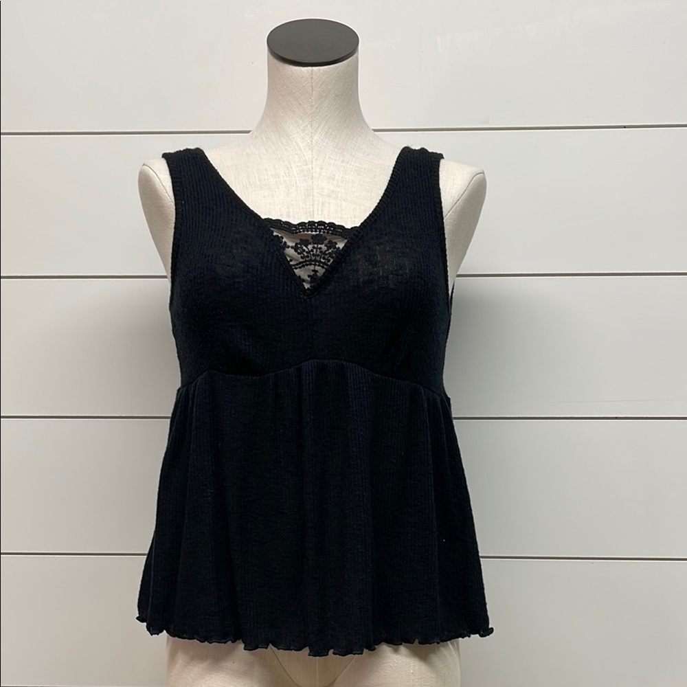 Black Peplum Bustier Tank Top